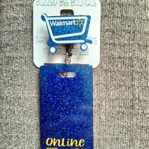 Walmart Buggy Shopping Cart Retractable Name Badge Reel ID Holder Badge Buddy